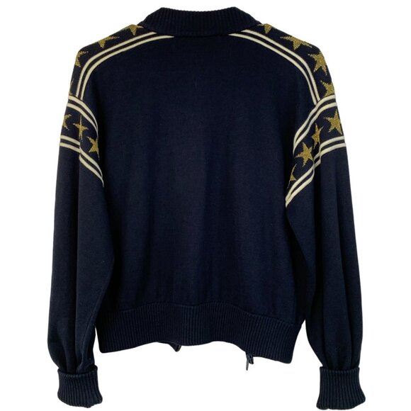 St. John Separates Womens Navy Gold Star Zip Cardigan Jacket Size P EUC 7848 - Picture 6 of 9